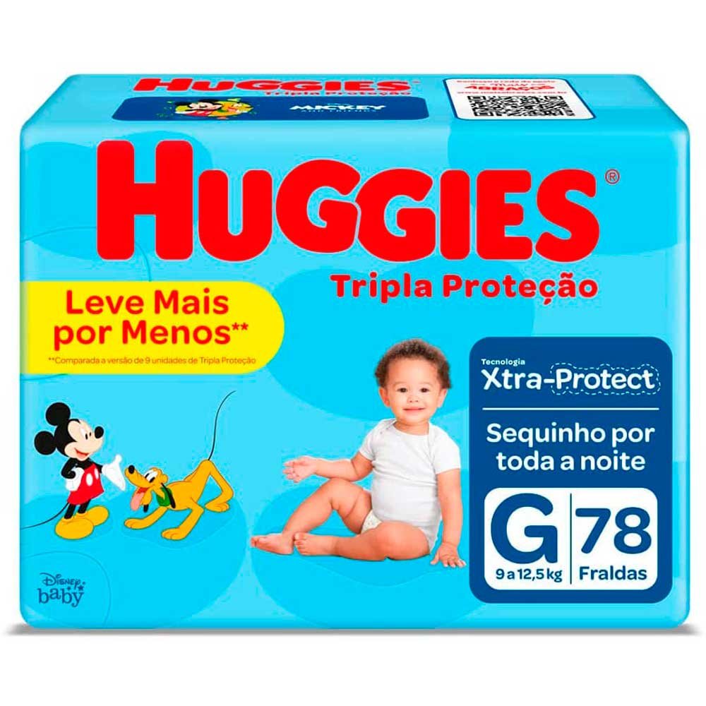 Fralda Infantil Huggies Tripla Proteção G Pacote 78 Unidades Leve Mais Pague Menos
