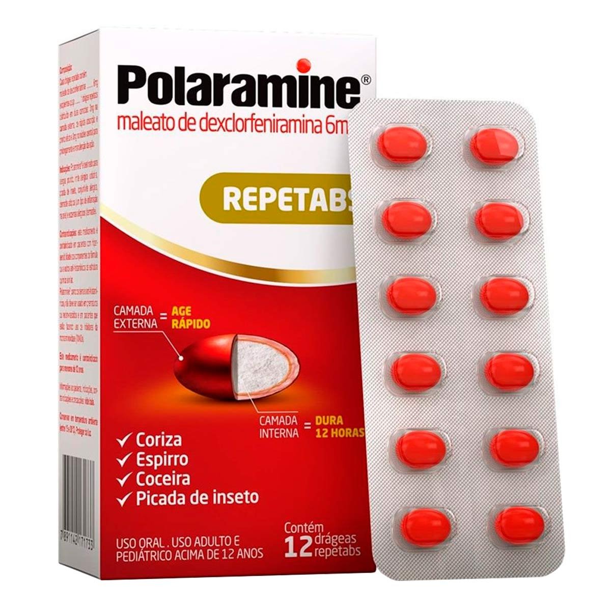 Antialérgico Polaramine 6mg 12 Drágeas