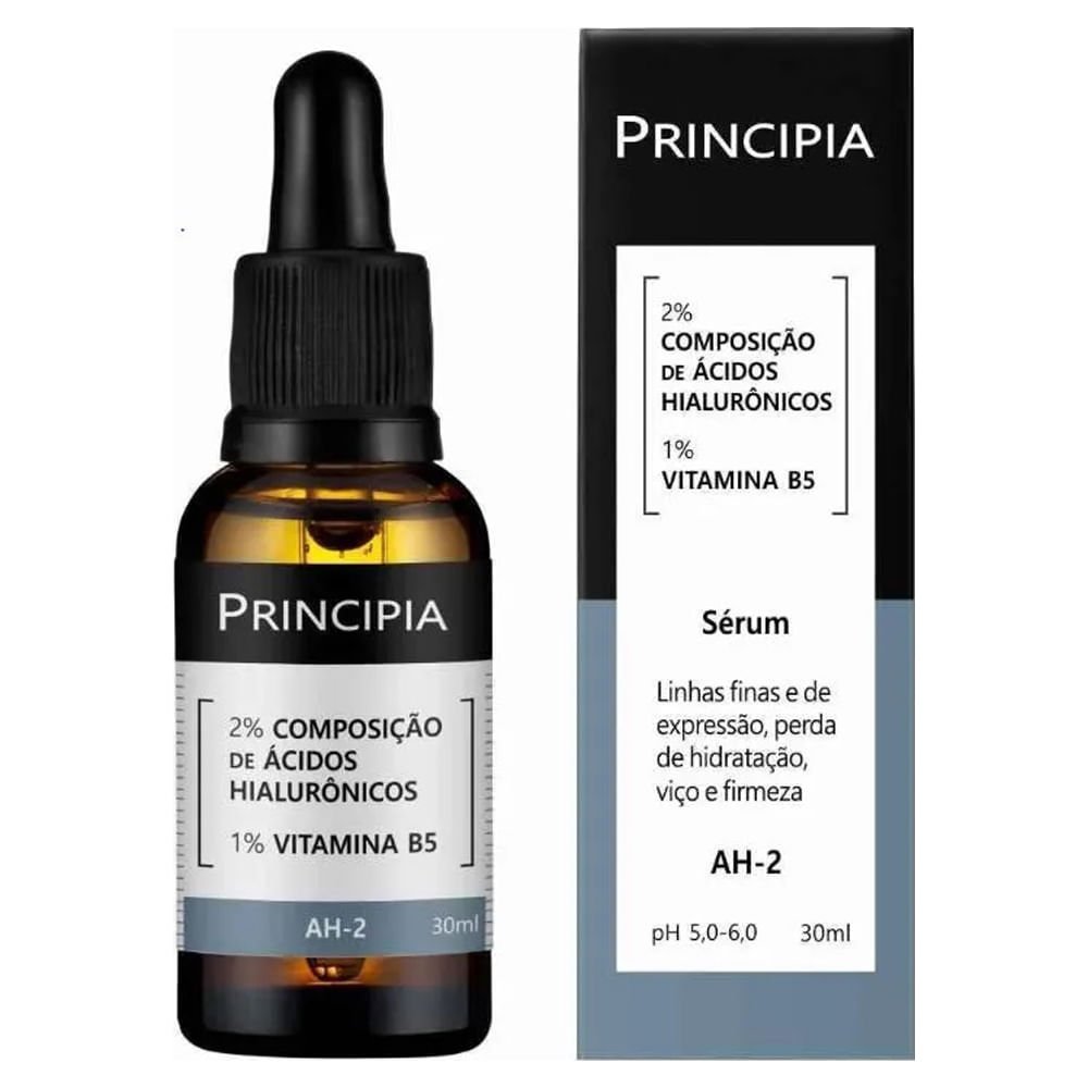 Sérum Facial Principia AH-2 2% Composição de Ácidos Hialurônicos 1% Vitamina B5 30ml