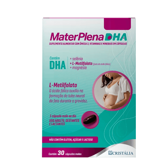 Suplemento Alimentar Materplena DHA Cristália 30 Cápsulas Moles