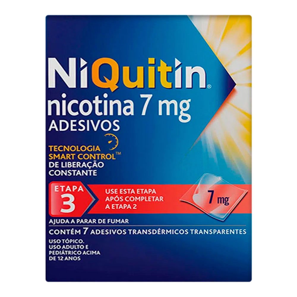 Para Parar De Fumar NiQuitin 7mg 7 Adesivos Transparentes