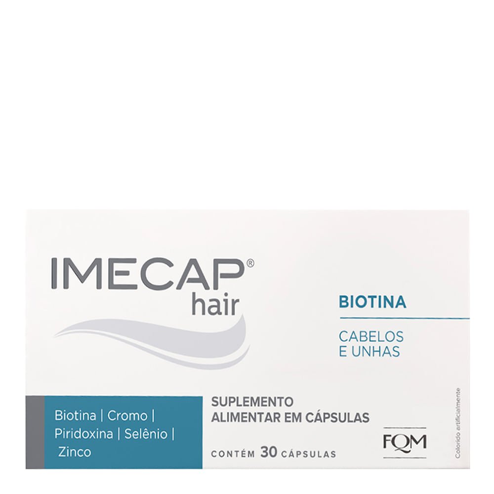 Suplemento Alimentar Imecap Hair Cabelos e Unhas FQM 30 Cápsulas