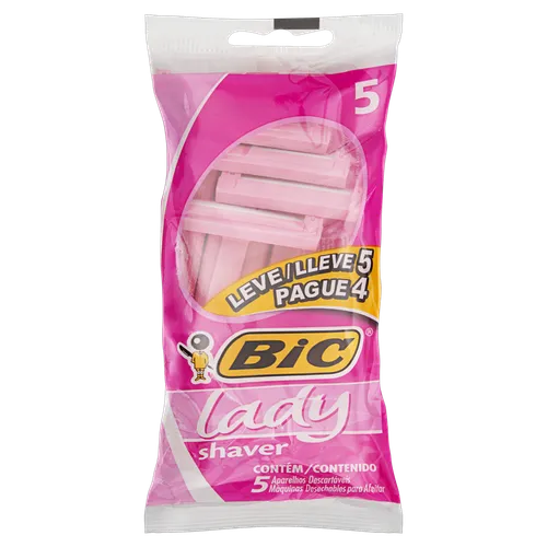 Aparelho de Depilar Descartável Bic Lady Shaver Leve 5 Pague 4 Unidades