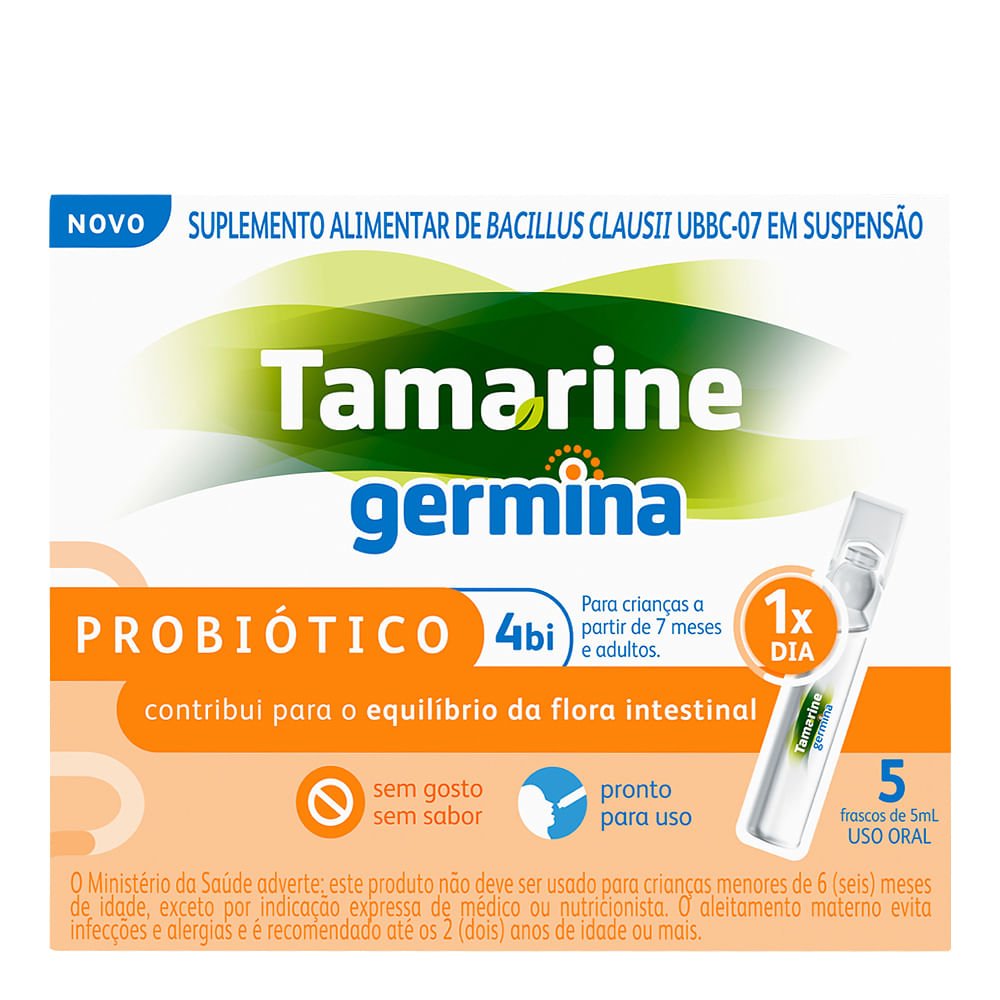 Probiótico Tamarine Germina Sem Sabor 5 Unidades 5ml Cada