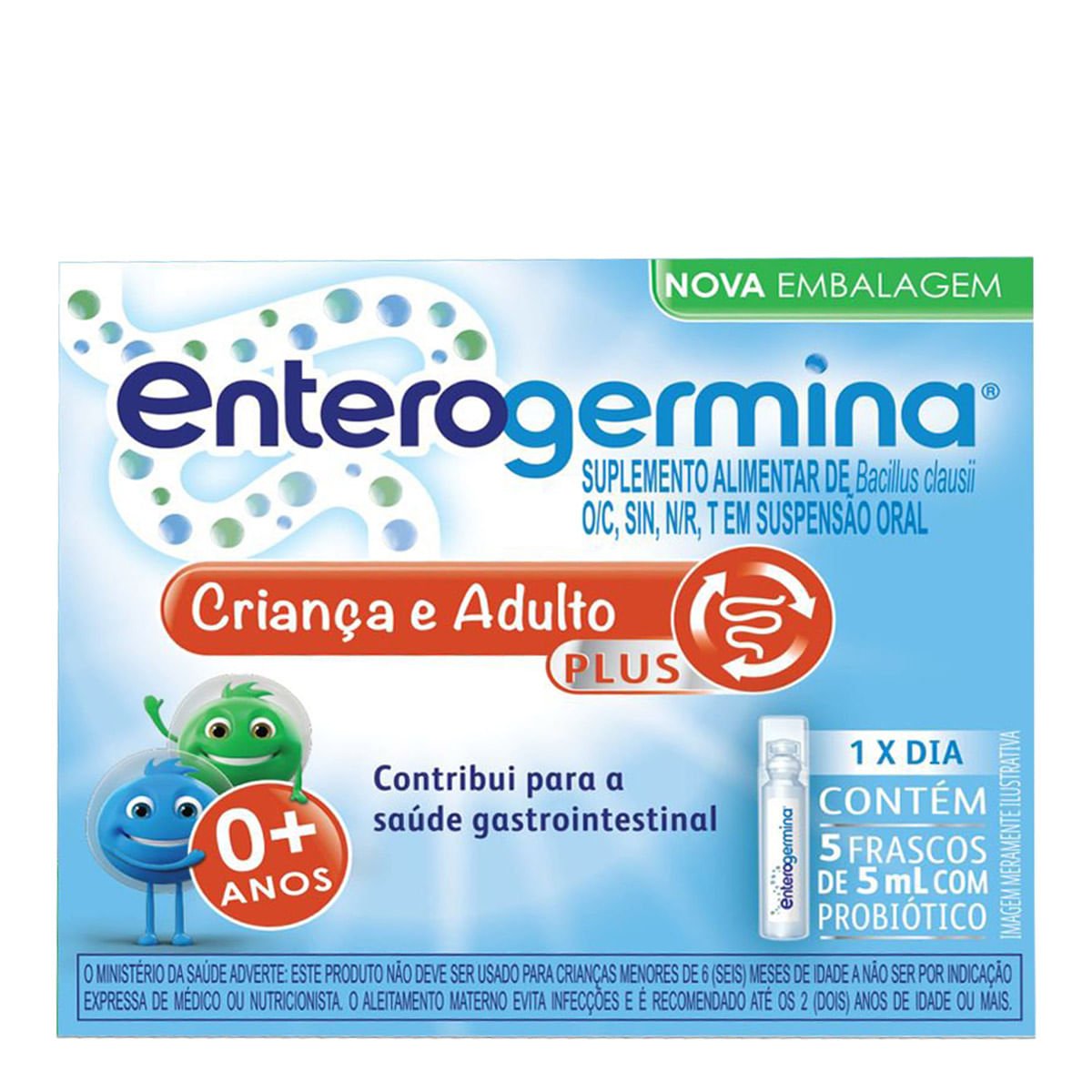 Probiótico Enterogermina Plus 5ml Sanofi 5 Frascos