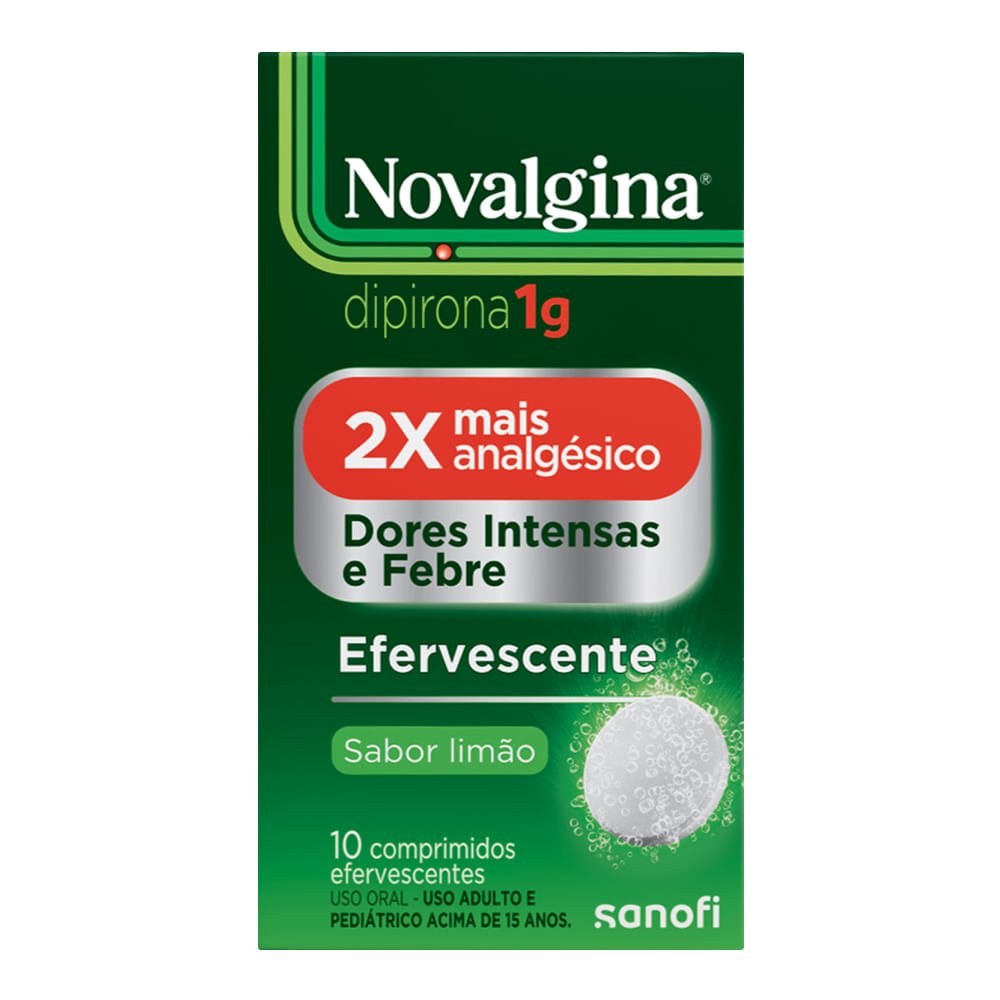 Analgésico e Antitérmico Novalgina 1g Dipirona Adulto 10 Comprimidos Efervescentes