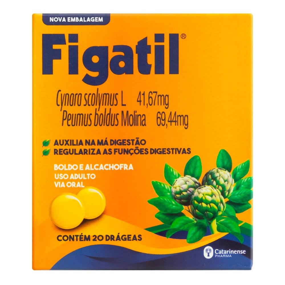 Fitoterápico Figatil 41,67mg + 69,44mg 20 Drágeas