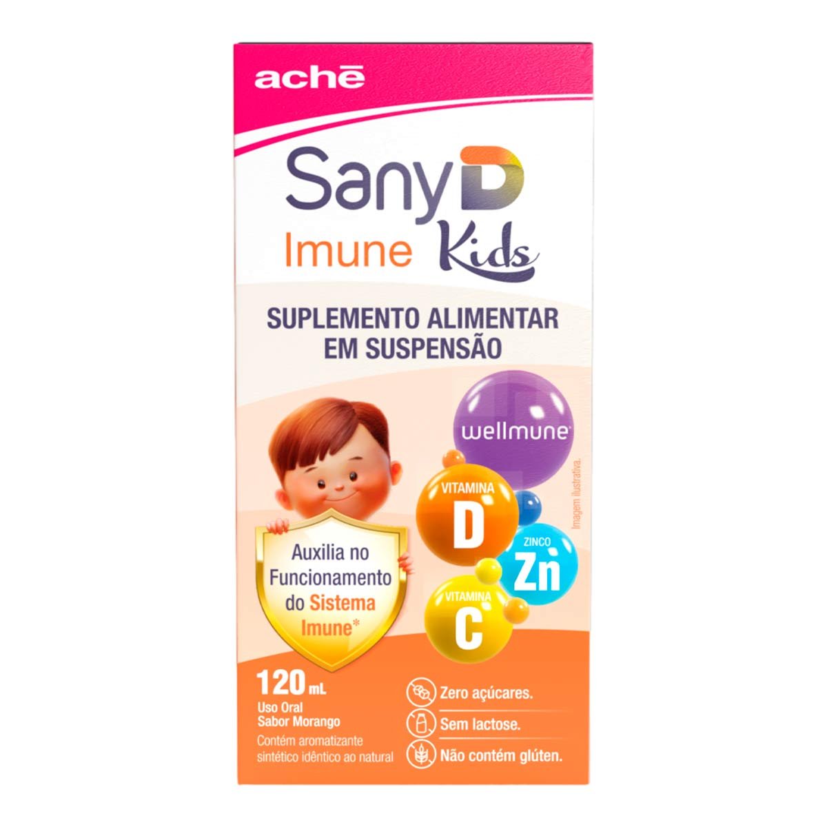 Suplemento Alimentar Sany D Imune Kids Morango 120ml Suspensão Oral