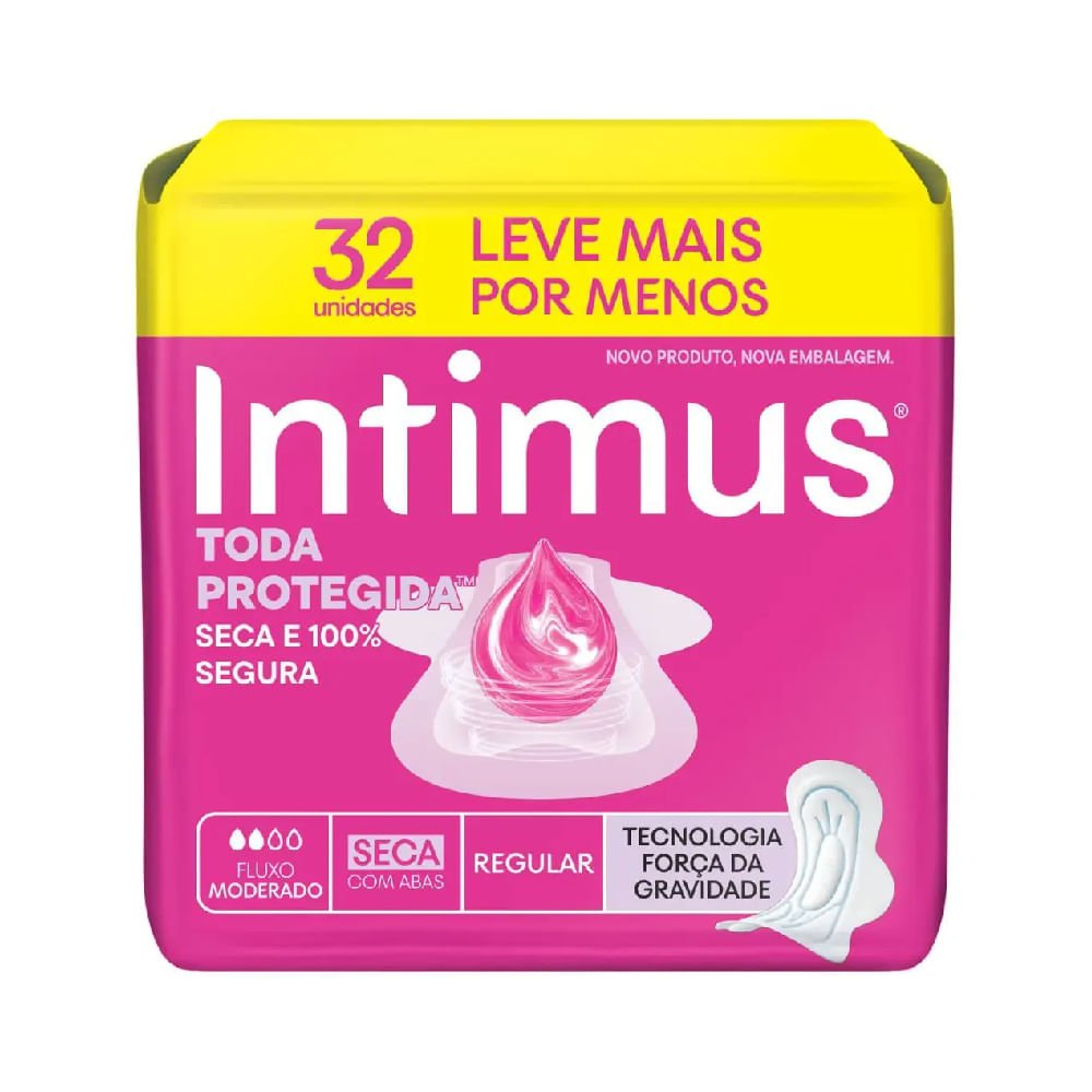 Absorvente Toda Protegida Cobertura Seca Com Abas Com 32 Unidades Intimus