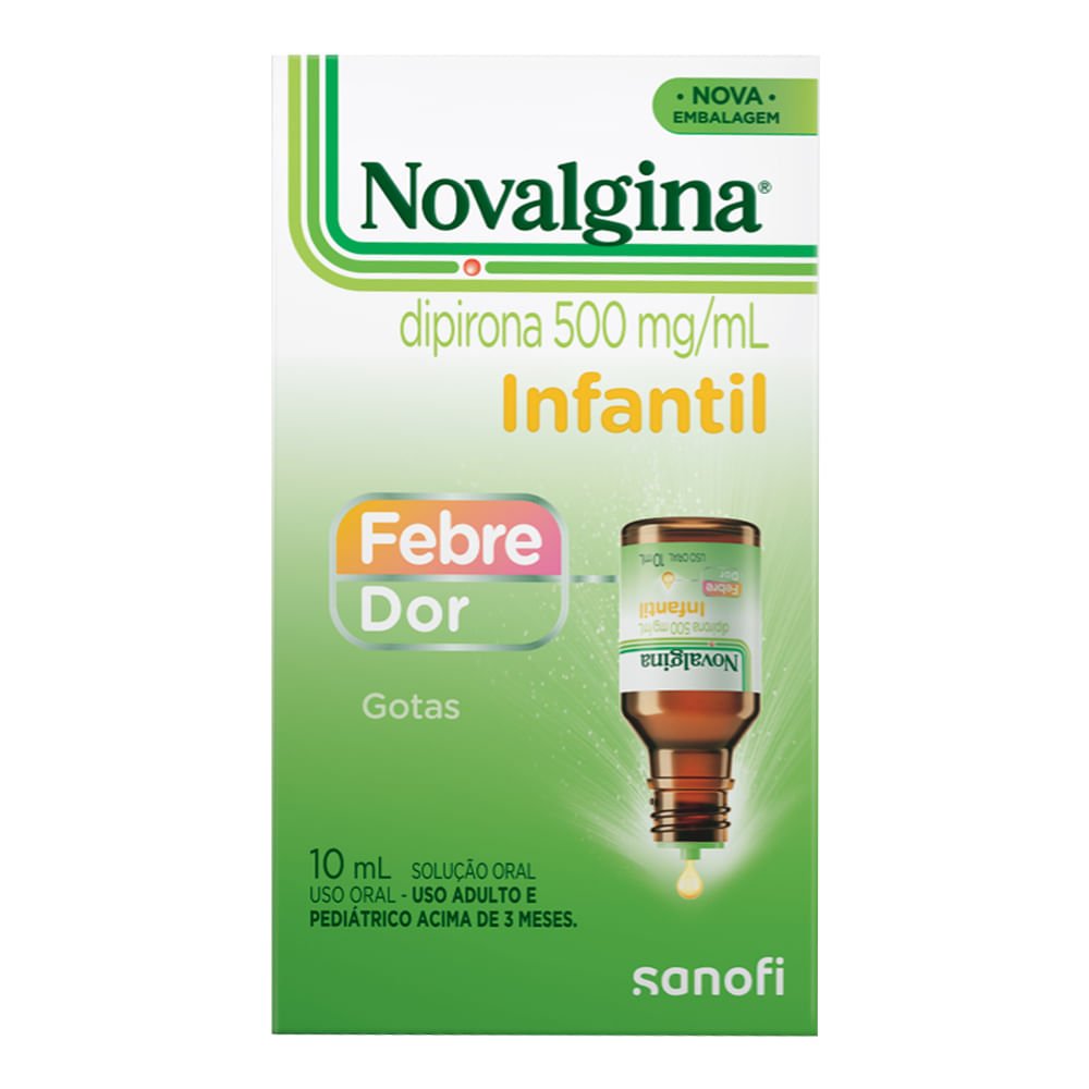 Analgésico e Antitérmico Novalgina 500mg/ml Dipirona 10ml Gotas