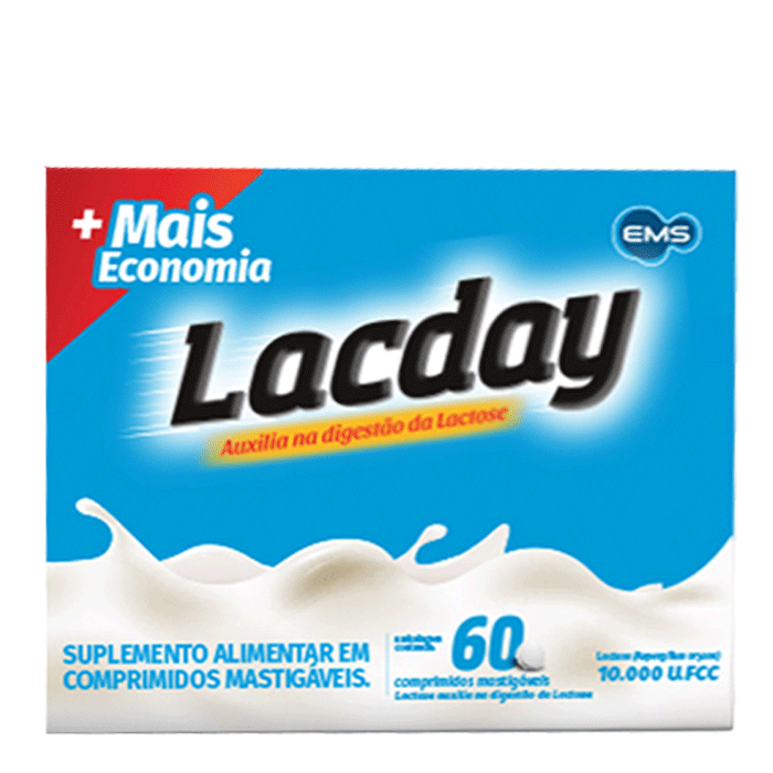 Lacday Lactase 10.000U.Fcc 60 Comprimidos Mastigáveis