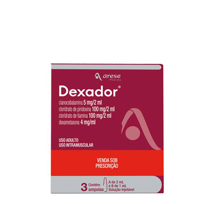 Dexador 5mg + 100mg + 100mg + 4mg Arese 1ml + 2ml 3 Ampolas