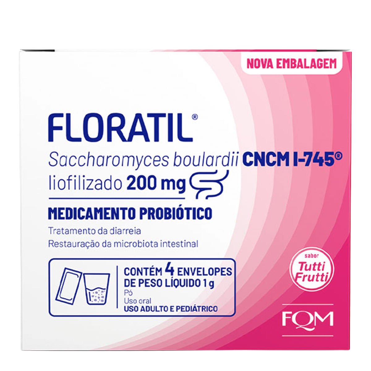 Probiótico Floratil 200mg FQM 4 Envelópes
