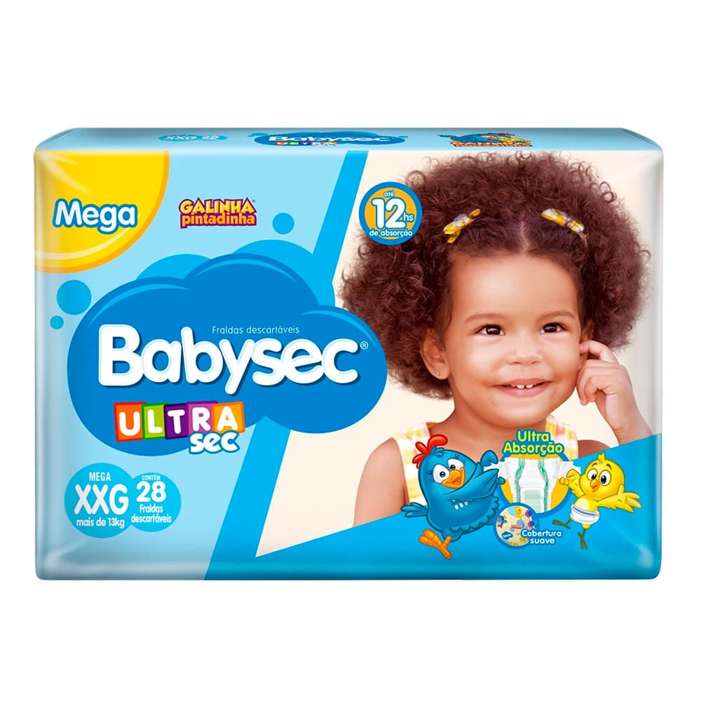 Fralda BabySec Galinha Pintadinha Ultra Sec Mega XXG 28 unidades