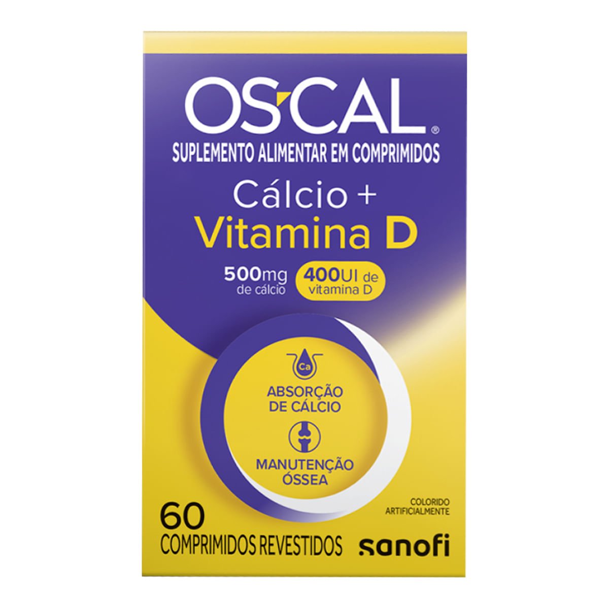 Suplemento Alimentar Os-Cal D Cálcio 500mg + Vitamina D 400UI 60 Comprimidos