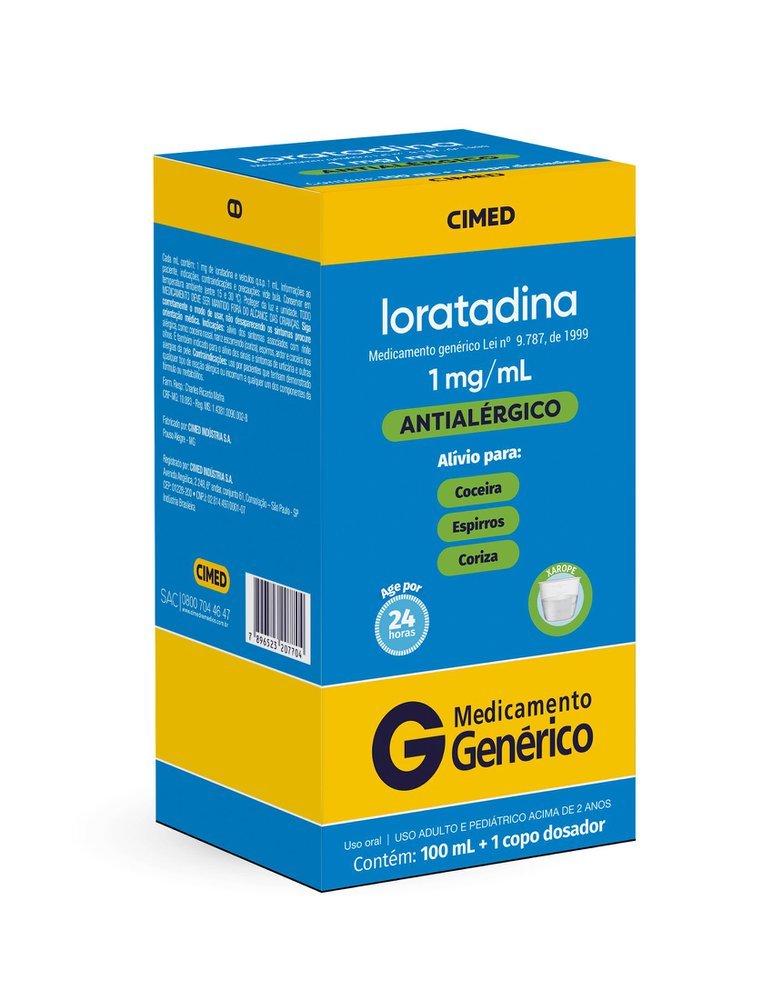 Loratadina 1mg/ml Cimed Genérico Xarope Frasco 100ml