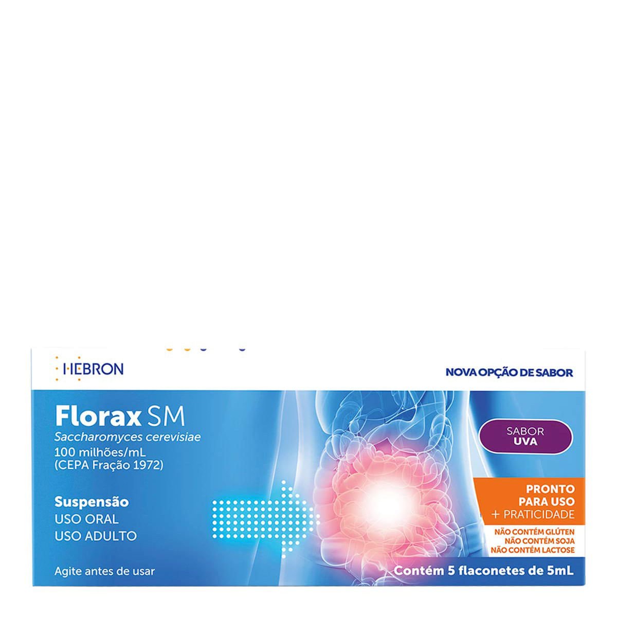 Probiótico Florax SM Sabor Uva 5 Flaconetes de 5ml