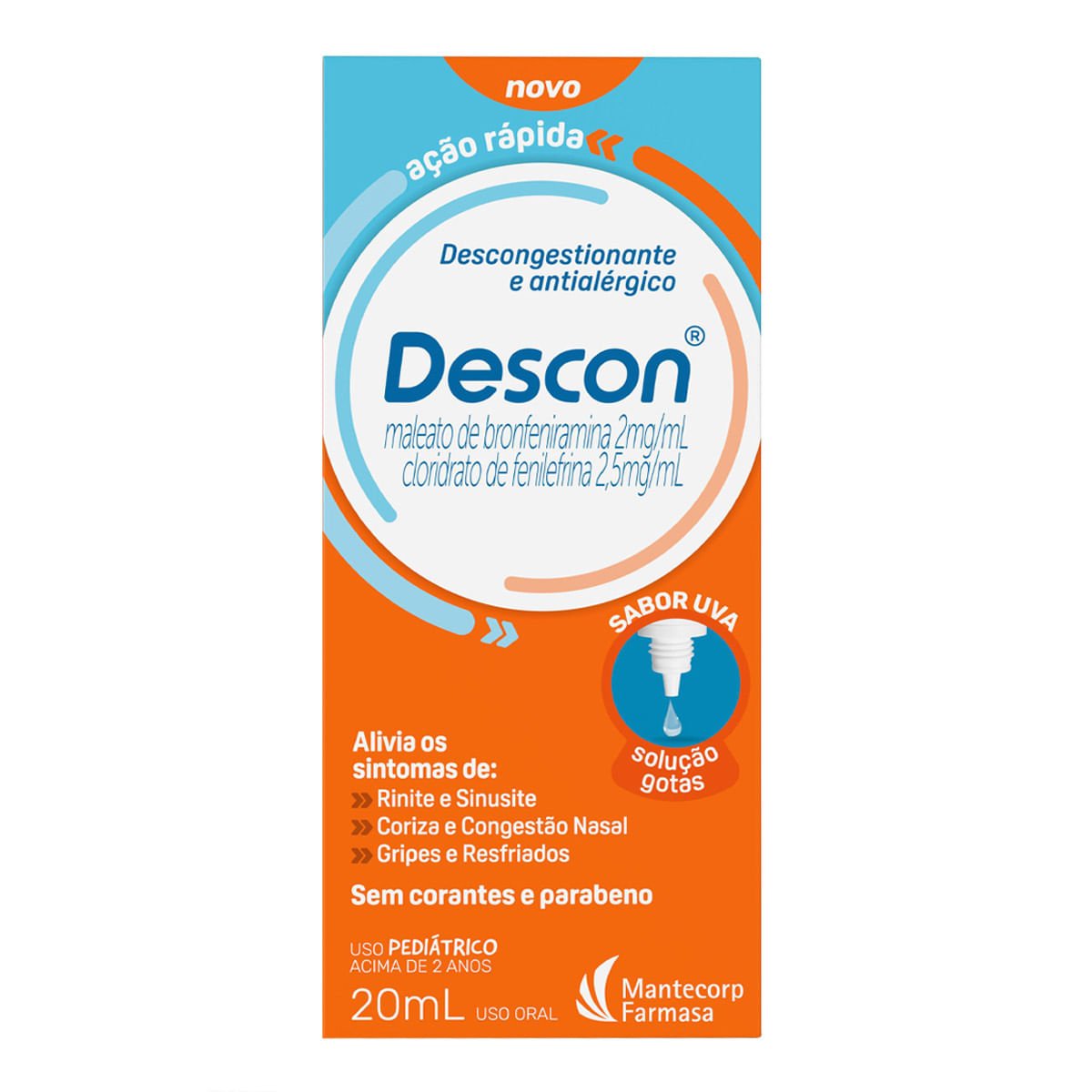 Antialérgico e Descongestionante Descon Sabor Uva 20ml Gotas