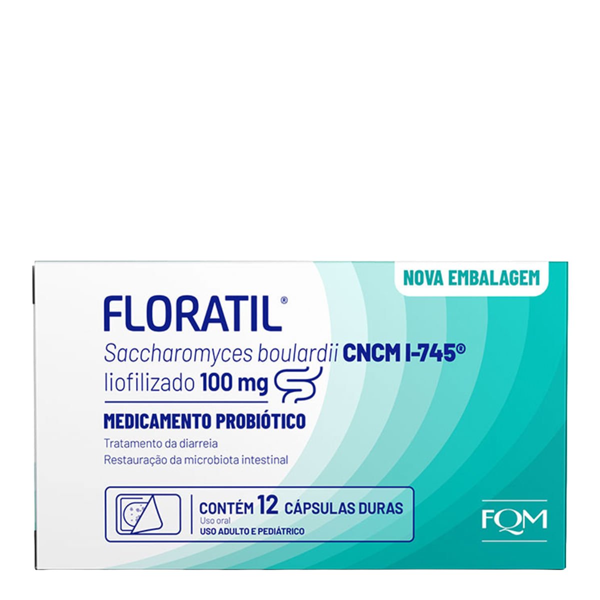 Probiótico Floratil 100mg FQM 12 Cápsulas