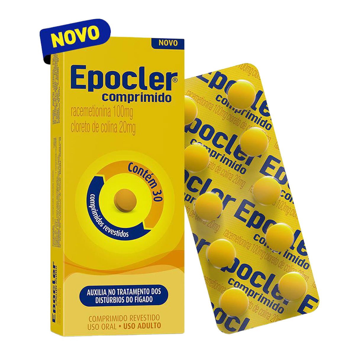 Hepatoprotetor Epocler 100mg Caixa 30 Comprimidos Revestidos