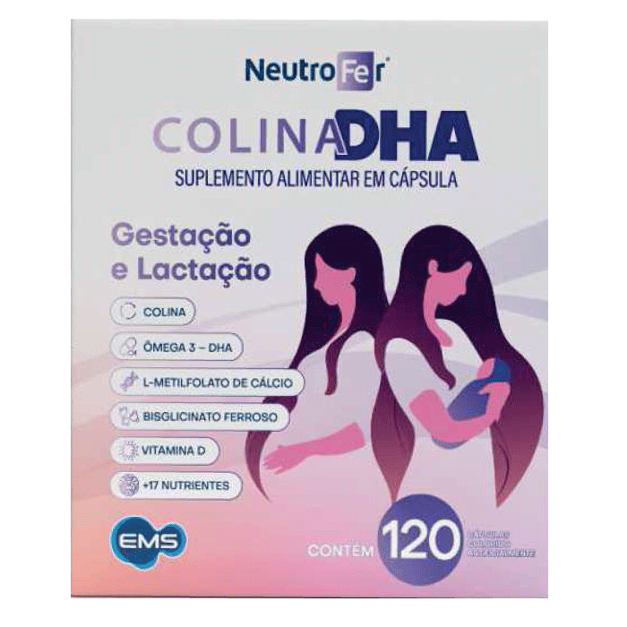 Suplemento Alimentar Neutrofer Colina DHA Gestão e Lactação 120 Cápsulas