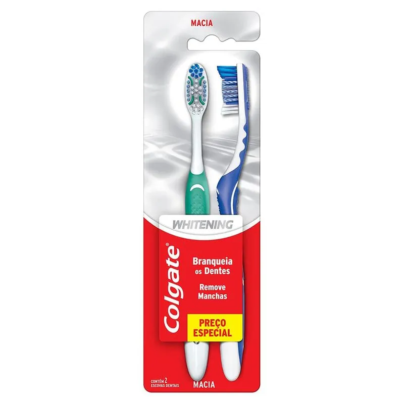 Escova Dental Colgate Whitening Macia Com 2 Unidades
